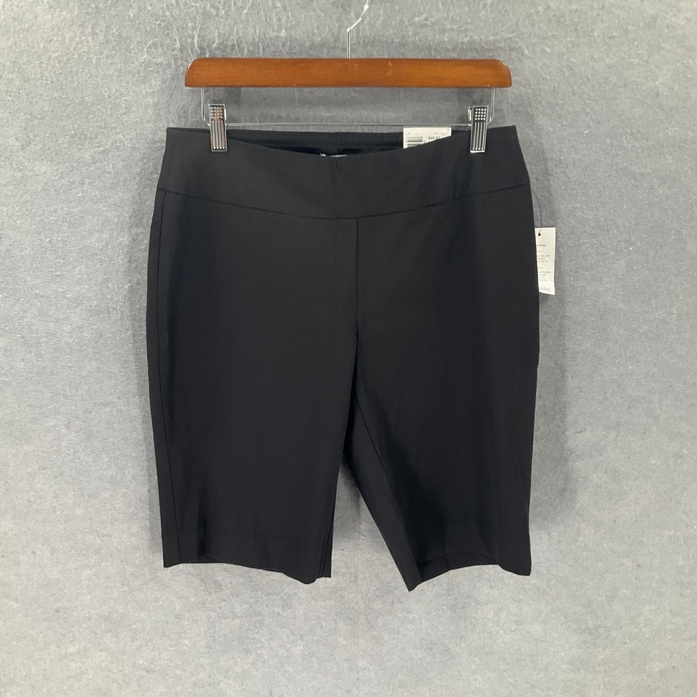 Crown & Ivy Ashley Women's Black Bermuda Shorts Slim Fit Stretch Size 8